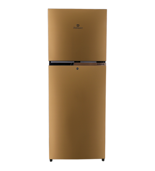 Gold refrigerator on a white background